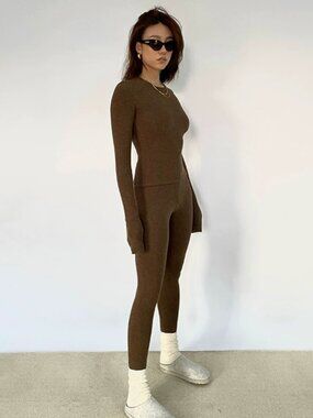 2-Piece Loungewear Luxury Brown Buttery Soft Set